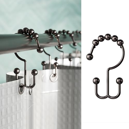 Zenna Home Metal Double Glide Shower Rings, Oil Rubbed Bronze – Set of 12 Heavy Duty, Rust-Resistant Shower Rings with Smooth Glide for Shower Curtains and Liners