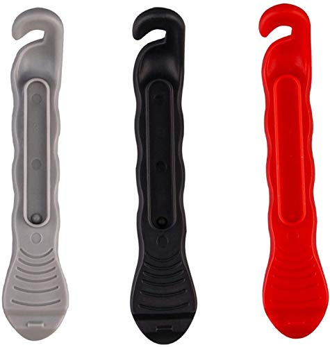 rayinblue 3pcs Bicycle Bike Tyre Lever, Premium Hardened Plastic Lever to Repair Bicycle Tube, Bicycle Bike Tire Changer Wheel Lever Remover Repair Pry Tool Kit Set for Road Bike Mountain Bike, Black Red Gray