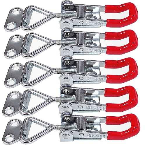 MINGZE 5 pcs Sauterelles bascule pince métallique fixer loquet loquets de serrage 4001, Type de verrou de porte de capacité de maintien en métal de décharge rapide d'outil de main 150Kg
