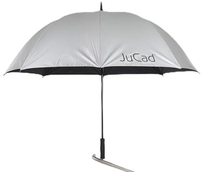 JuCad Golf TeleskopSchirm Windproof mit Stift I Caddys I Trolleys I Golfwagen Silber