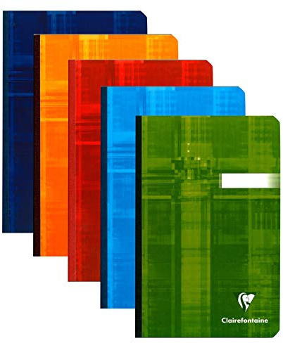 Clairefontaine 9606C Lot de 5 Carnets broschyrer Dos Toilé - 11 x 17 cm - 192 sidor Lignées - Papier Blanc 90 g - Couverture Carte Pelliculée - Couleurs Aléatoires