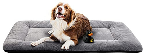 Dog Beds Crate Pad for Extra Large Dogs Fit Metal Crates,Ultra Soft Bed Washable & Anti-Slip Kennel Cozy Sleeping Mat,Gray 48inch