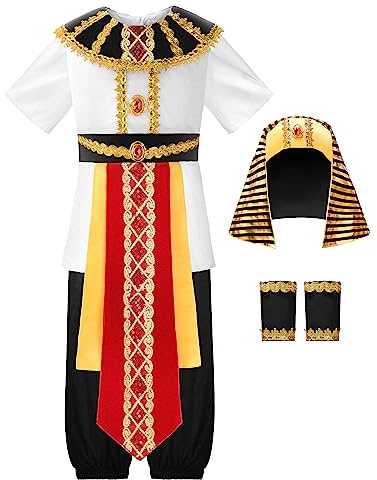 ReliBeauty Déguisement Egyptien Enfant Costume Pharaon Garçon et Fille pour Halloween Carnaval,140