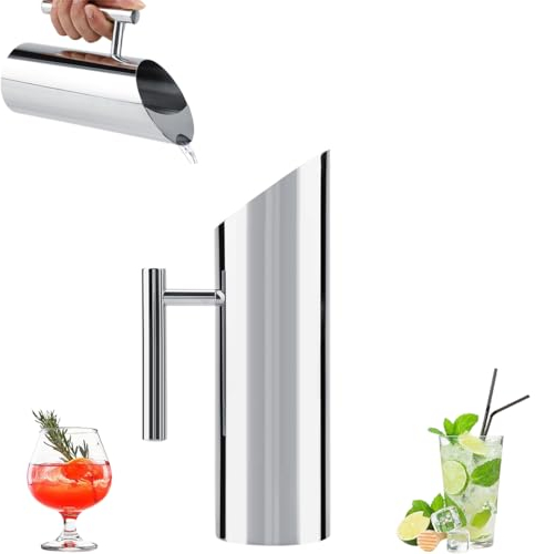 Jarra de Agua de Acero Inoxidable, Jarra para Beber FríA, Jarra de Agua de 1.5 Litro (29.5x9cm), Jarra de Agua con Pico Vertedor y Asa para Té Helado, Café Caliente, Leche, Zumo, Vino