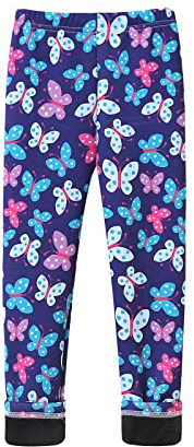 Mädchen Leggings Mädchen Dick Fitness Thermohose Jeggings Gefütterte Jungen Blümchen Leggings Thermo Leggings Reitleggings Winter Warm Braun High Waist Tights Sportleggins