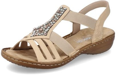 Rieker Damen Riemchensandalen 60803, Frauen Sandalen,Sommerschuhe,Freizeitschuhe,offene Schuhe,Strandschuhe,Sandaletten,braun (20),38 EU / 5 UK