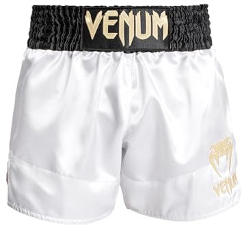 Venum Herren Classic Muay Thaibox Shorts, Weiß/Gold/Schwarz, L Slim Kurz EU