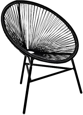 ARKEM Silla Redonda ratán sintético Negro Mecedora Mimbre Mecedora Salon Sillon Relax Sillas Terraza Exterior Sillones para El SalóN