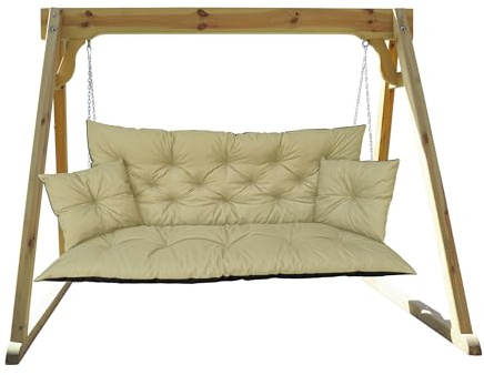 IN WOHO Hollywoodgunga dyna utomhus sittdyna trädgårdsbänkkudde vattenavvisande trädgårdsbänk sittdyna Bänkkudde sittdyna bänk pallkudde med 2 kuddar 120 x 60 x 50 beige