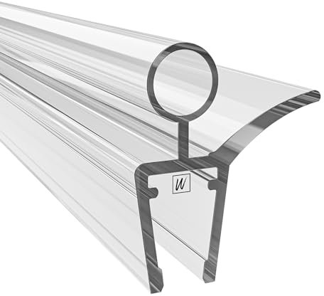 WAKA Premium Duschtür & Duschlippe PRO-K, Duschdichtung Optisch Transparent, Dichtung Dusche Glastür 6-8mm, 200cm Duschkabine & Duschtürdichtung, kompatibel mit einer Schwallschutzleiste Dusche