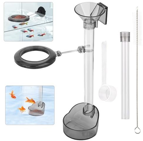 bssmmai Mangeoire pour crevettes avec tube, mangeoire d'aquarium, accessoires de crevettes, tube d'alimentation réglable avec anneau de nourriture, ensemble de gamelles d'aquarium