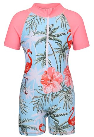 Swimming Costume Girls Swimsuit Kids One-Piece Rash Guard Swimwear 12-13Y