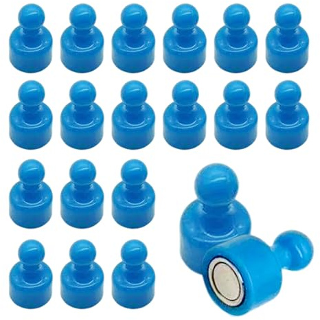 YSDINK Lot de 20 Mini aimants colorés, puissants aimants en néodyme pour réfrigérateur, Tableau magnétique, punaises pour Bureau et Maison, 12 x 20 mm (Bleu)