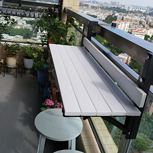 Table à Manger Suspendue pour Balcon, Table Pliante Murale, Table d'appoint Pliante pour Balustrade de terrasse, mobilier de Jardin extérieur résistant aux intempéries et à la roui