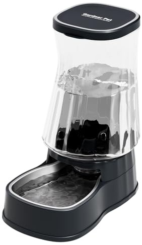 Gardner Pet Vattendispenser 6L för katter och hundar, mörkgrå | Skål i rostfritt stål, strömlös tyngdfördelare, BPA-fri, med filter