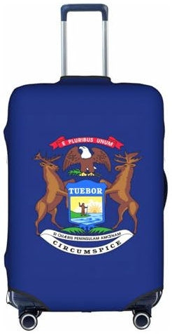 Jkkghll Copertura elastica per valigie da viaggio con stampa bandiera del Michigan, con cerniera nascosta, antigraffio, bianco, XL