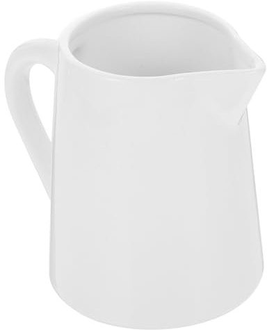 CHICAMPERA Jarra de Leche de Cerámica Blanca 500Ml Diseño de Especial para Servir Leche y Salsas para y Café Utensilios de Cocina
