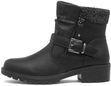 Lilley Womens Black Knitted Collar Ankle Boot - Size 5 UK - Black