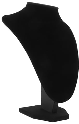 HEALSOPTHY Présentoir à Colliers -Grand en Velours Noir, Support D'affichage Bijoux Texture Caoutchouc, Mannequin Buste pour Exposition, Usage Boutique Et Domicile, Présentoir