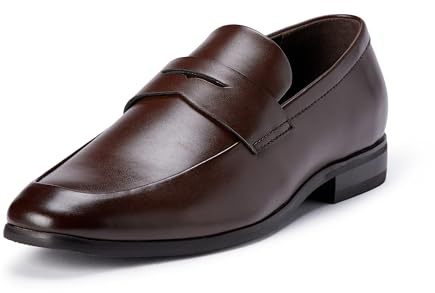 Amazon Essentials Men's Square Apron Toe Penny Loafers, Dark Brown, 8.5 UK