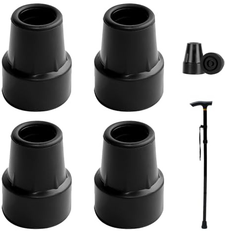 4 stycken gummispetsar 19 mm för promenadspö, stativ och vandringsstavar, förstärkta ändstycken med integrerad metallbricka, hållbara ersättningstillbehör för säkerhetsstabilitet