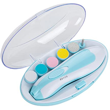 RASTKY Elektronisk babynagelklippare, säker manikyrnagelklippare för spädbarn, bärbar nagelslip för, jul, halloween (BLUE)