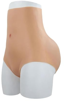 Adima Pantalones Falsos de Silicona de Cintura Alta con Realce de Glúteos, Moldeador de Cadera, Shorts con Control en Forma de Triángulo, Ropa Interior para Mujeres y Crossdressers,Marrón,T1.2