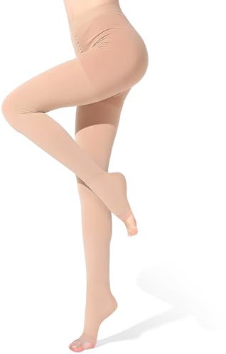 BellaAchtung Médica Medias de compresión con punta abierta para mujer y hombre, 20-30 mmHg Clase 2 Mallas Compresión de Soporte Graduado, Medias de Soporte Panty Compresión para Varices Edema Vuelo