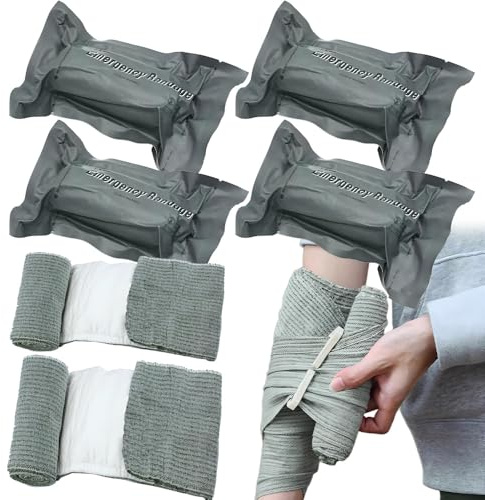 4 stycken Israeli-bandageset, 2 Israeli-bandageturniquet 10 cm och 2 nödförbindelser 15 cm (6 tum), taktisk turniquet för utomhussport, camping, vandring, klättring