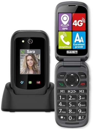 SAIET Prime GPS Cellulare per Anziani 4G con Tasto SOS, Localizzazione GPS