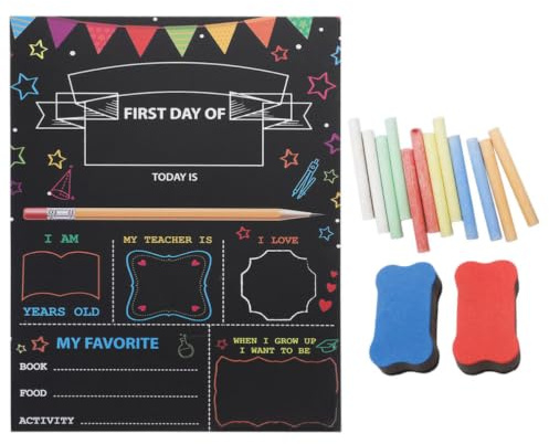 OSALADI Double Sided Wooden Chalk Board with Sponge Frame, Lightweight and Safe School Season Decor for Home and Classroom Use, First Day School Chalkboard and Supply