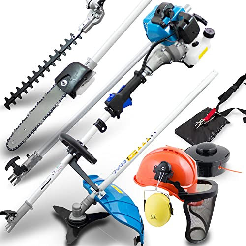 BITUXX® 8in1 Freischneider Benzin Freischneider Hochentaster Astsäge Motorsense Trimmer Rasenmäher inkl. Zubehör