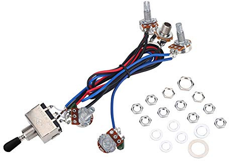 VGEBY Gitarrkabelsats, 3-vägs 2 volym 2 toner 1 jackpotentiometer 500 K för Les Paul gitarr