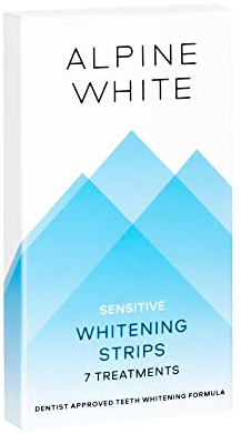 ALPINE WHITE Whitening Strips Sensitive für sichtbar weißere Zähne in nur 3 Tagen – Professionelles Zahnbleaching für empfindliche Zähne I 7 Anwendungen (14x Bleaching Strips)