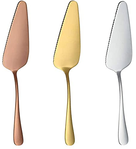 MaoNativey 3 Pezzi Paletta Torta Acciaio Inox, Cake Cutter Divisore per Torta Paletta Spatola Triangolo per Pizza per Torta Seghettata per Cucine, Ristoranti, Feste