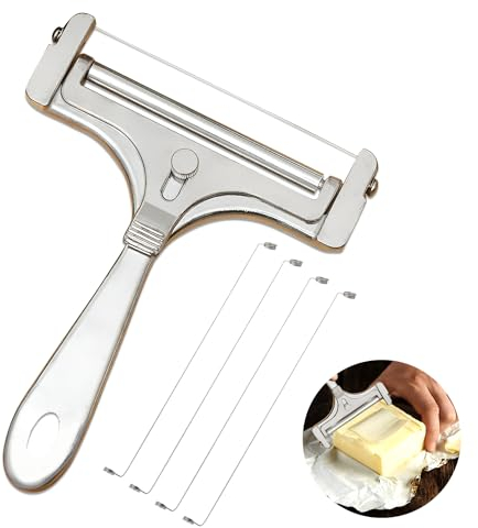 ZSMJAER Affetta Formaggi, Taglia Formaggio a Filo, Spessore Regolabile, Acciaio Inox/Alluminio, Perfetto per Tagliare Formaggio, Raclette Formaggio, Tagliare Le Panelle, Con 4 Filo