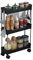 Multibao 3 Tier Slim Slide Out Kitchen Trolley Rack Holder Storage Shelf Organiser with Wheels for Small Spaces Bathroom Kitchen Laundryroom Bedroom Space-Saving (Black 13cm*40cm*58m)