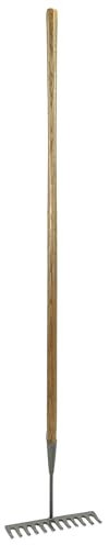 JCB 12 Teeth Heritage Garden Rake, Heavy-duty Carbon Steel and Ash Wood Shaft