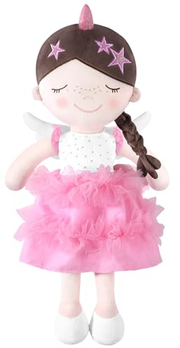 GAGAKU 40 cm Weiche Stoffpuppe, Schutzengelpuppen, Taufgeschenk für Baby Mädchen, Kuscheltier, Glücksbringer für Kinder von 3-5 Jahren (40 cm Sternenprinzessin)