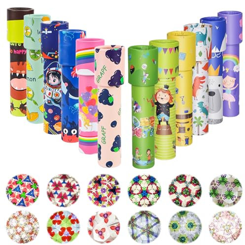 Encuryna 12 Stück Halloween Klassisches Kaleidoskope Kinder, Vintage Kaleidoskope Lernspielzeug, Retro Kaleidoskop Mitgebsel für Kindergeburtstag, Neujahr, Weihnachten, Schule, Klassenzimmer