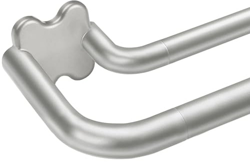 USFOOK Antique Silver Double Curtain Rods for Windows, Blackout Wrap Around Curtain Rods 32 to 58 Inch, 6/8 Inch Room Darkening Dual Rod Set, Decorative Drapery Poles for Home, Metal