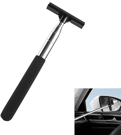 Batheidon Mini Estrattore per Specchietto Retrovisore Auto, Racchetta Portatile con Manico Retrattile e Labbro in Silicone, Accessorio per Pulizia Vetro Auto, Casa e Ufficio, Compatto e Pratico