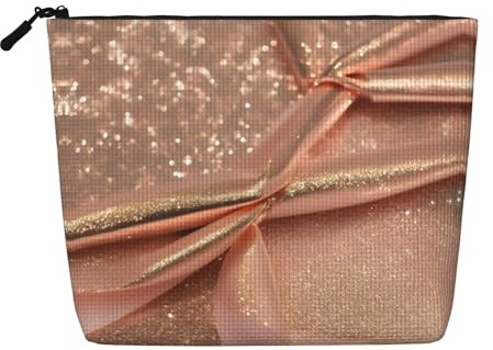 YQxwJL rose gold glitter print Cosmetic Bag, Makeup Bag Organizer with Zipper Cute Make Up Pouches Travel Szie Toiletry Bag, Black, One Size