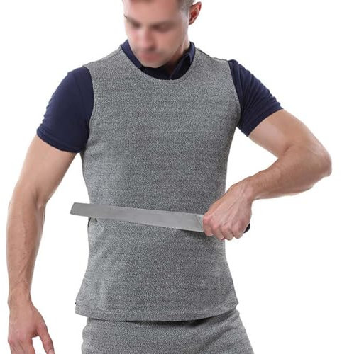 Yiustldd Gilet De Protection De Niveau 5, Haut De Sécurité Robuste Résistant Aux Coupures Anti-Coupures Manches Courtes Col Rond, Protection Haute Performance Léger,M