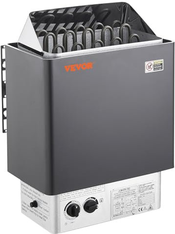 VEVOR Poêle de Sauna Électrique Portable, 8 kW, 400 V 3 N, avec Minuterie 3 h, Contrôleur Intégré, 110℃ Max, pour Sauna 8-12 m³, Utilisation Commerciale de Douche de Spa Hôtel, Pierres Non Incluses