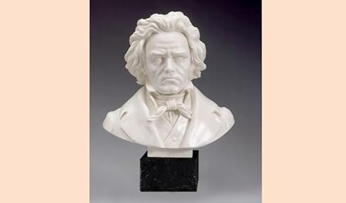 Generico ArteSacraCaravaggio Scultura busto Ludwig Van Beethoven cm 28 (11.02 inches) in polvere di alabastro, base marmo, produzione artigianale, made in Italy