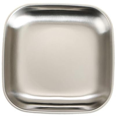 FLCPJGV Plato de Acero Inoxidable para empanado y preparación de Alimentos en Cocina, Plata, Individual