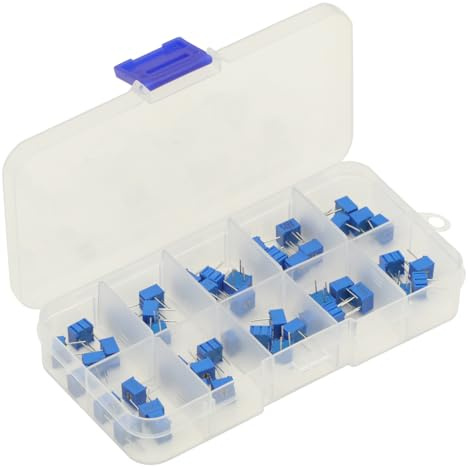 50PCS 3362P Potentiometer kit Single Turn Trimmer Potentiometer Assortment Kit 100R 500R 1K 2K 5K 10K 50K 100K 500K 1M ohm Trimpo Trimmer Potentiometer