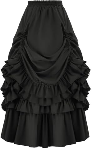 FQLGJMY Dam medeltida viktoriansk volangkjol renässans gotisk steampunk pirat höga låga kjolar halloween cosplay kostym