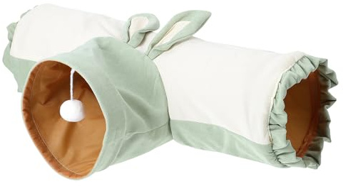 Veemoon Túnel de Tela para Hámster en Forma de T, Portátil y Ligero, Adecuado para Descanso y Escondite de Mascotas Pequeñas, Color Verde